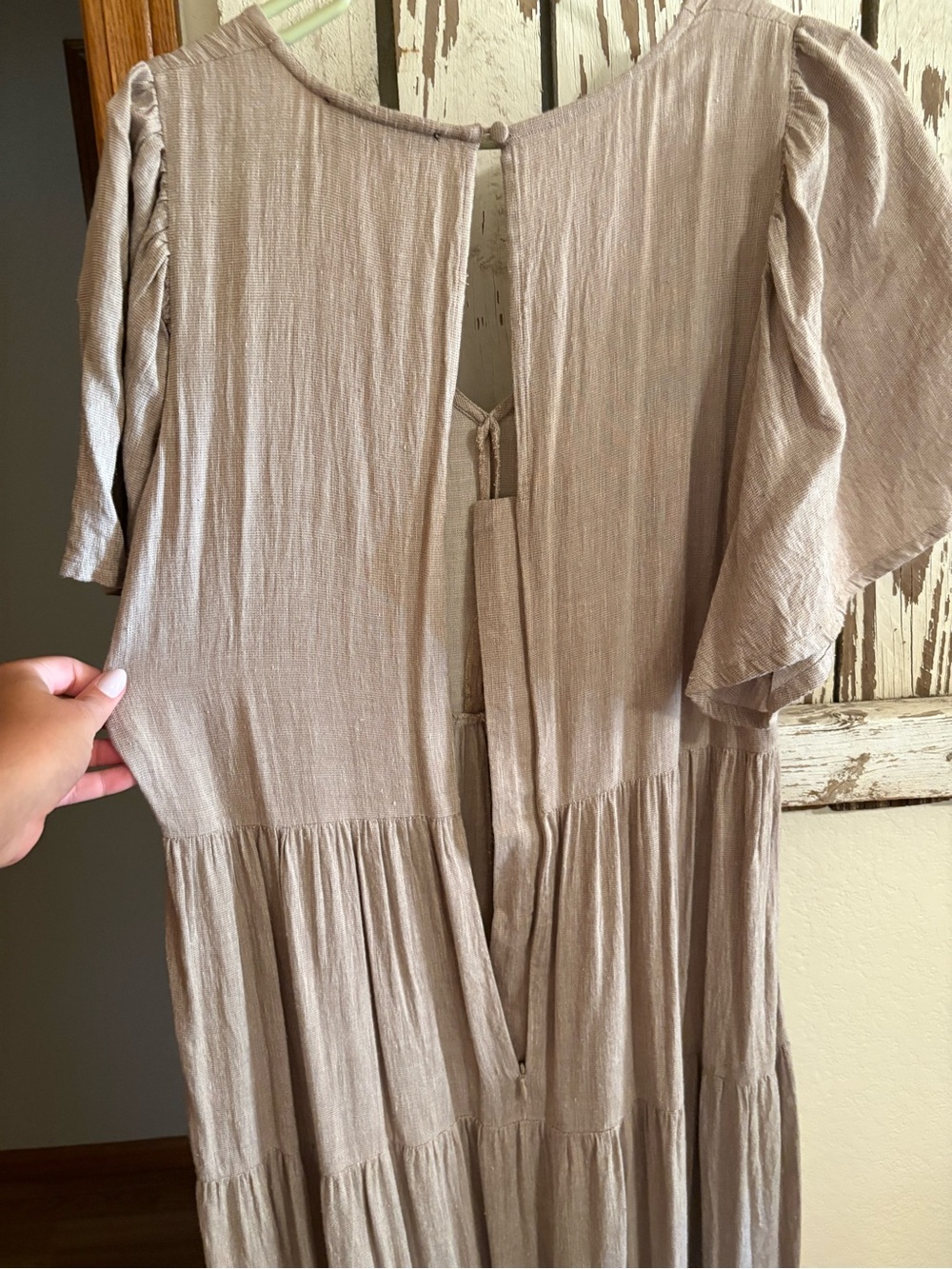 ABLE Women’s Tiered Midi Dress in Light Taupe - Picture 5 of 5